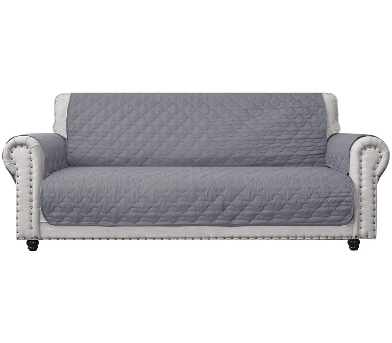CHHKON Slipcovers for Furniture Sofa Cover with Side Pockets 100% Waterproof Quilted Furniture Protector Sofa Slipcover for Dogs, Pets and Leather Couch (Light Grey, 68'') - Image 1
